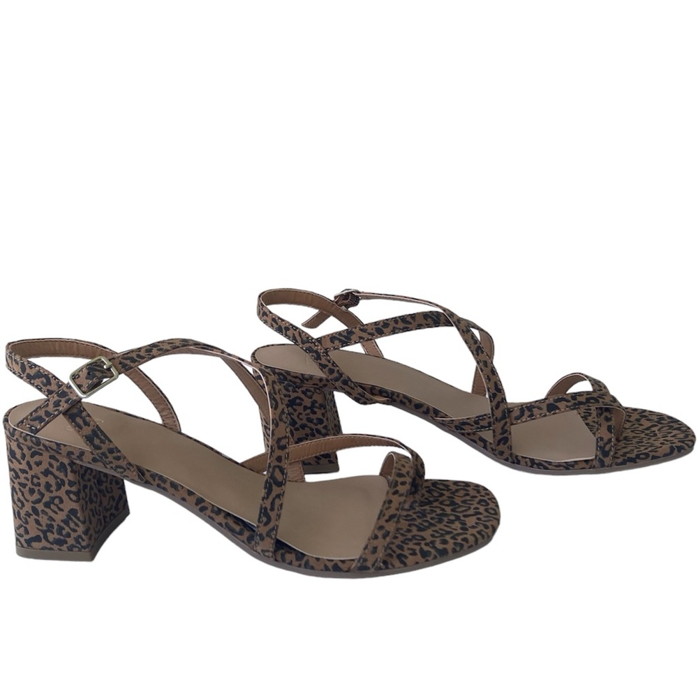 Crown & Ivy Leopard Print Strappy Block Heel Sandals Brown Ladies 8.5 M NIB